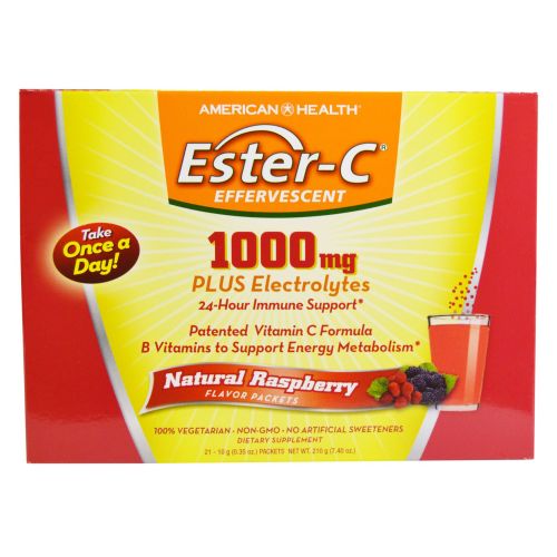 Ester-C, Ester-C 1000 mg Effervescent Powder Packets, Raspberry 21 packets
