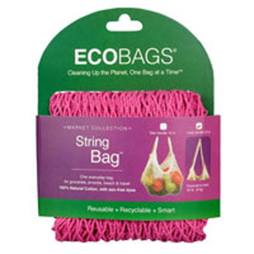 String Bag Long Handle Natural Cotton Raspberry 1 BAG By Eco Bags