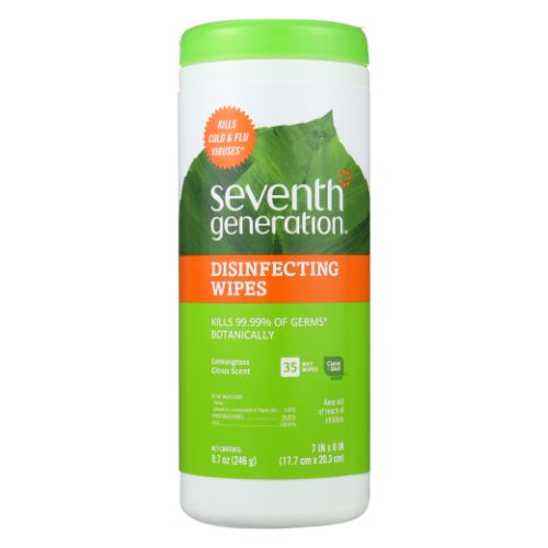 Seventh Generation, Disinfecting Wet Wipes, Lemongrass and Thyme Scent 35 / 8 OZ Case of 12