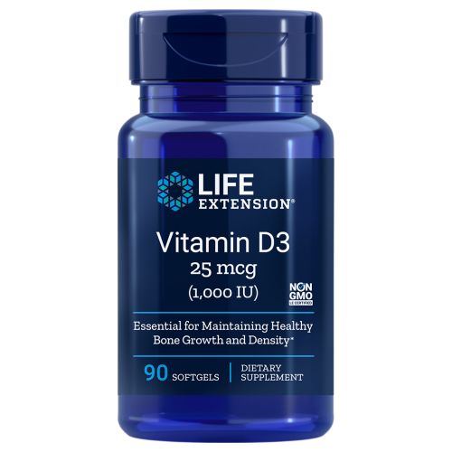 Life Extension, Vitamin D3, 25 mcg (1000 IU), 90 SoftGels