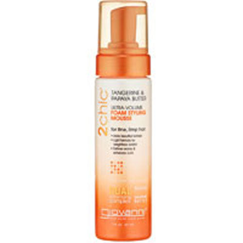 2chic Ultra Volume Tangerine and Papaya Butter Foam Styling Mousse 7 oz By Giovanni Cosmetics