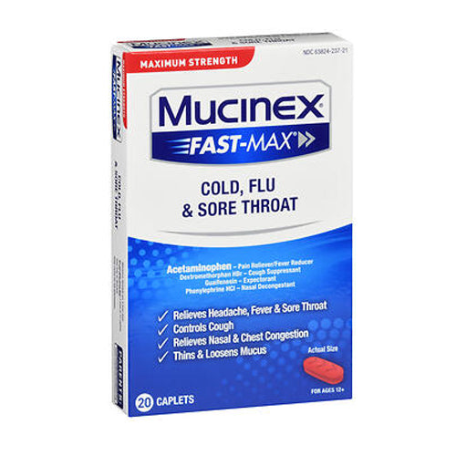 Mucinex, Mucinex Fast-Max Cold -Flu -Sore Throat, 20 Caplets