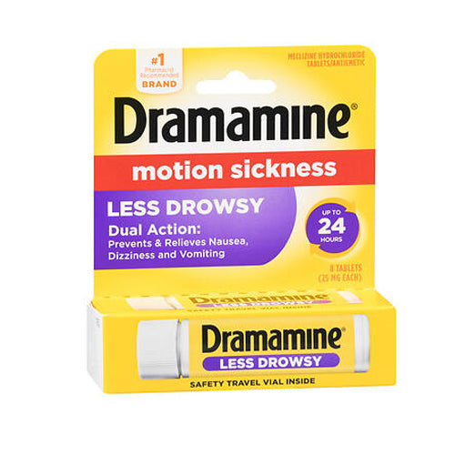 Med Tech Products, Dramamine Tablets Less Drowsy Formula, 25 mg, 8 Tabs