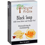 Bio Nutrition Inc, Roots & Fruits Bar Soap, Black with Cocoa Butter & Orange Peel 5 Oz