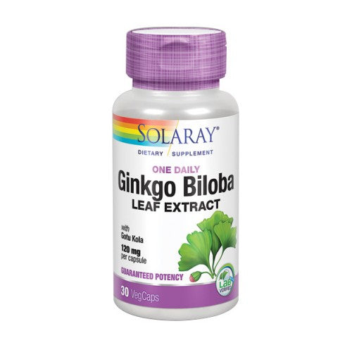 Solaray, Ginkgo Biloba Leaf Extract, 120 mg, 30 Caps