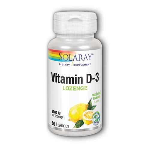 Solaray, Vitamin D-3, 2,000 IU, Lemon 60 Lozenges