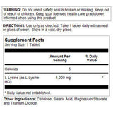 Kal, L-Lysine, 1,000 mg, 100 Tabs