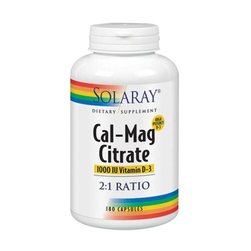 Cal-Mag Citrate 180 Caps By Solaray