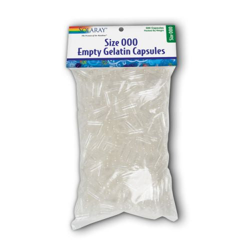 Size 000 Empty Gelatin Capsules 500 Count By Solaray