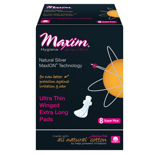 Ultra Thin Overnight Pads 8 Count By Maxim Hygiene Products