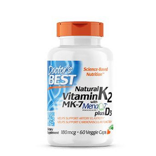 Natural Vitamin K2 MK-7 with MenaQ7 plus Vitamin D3 60 Caps By Doctors Best