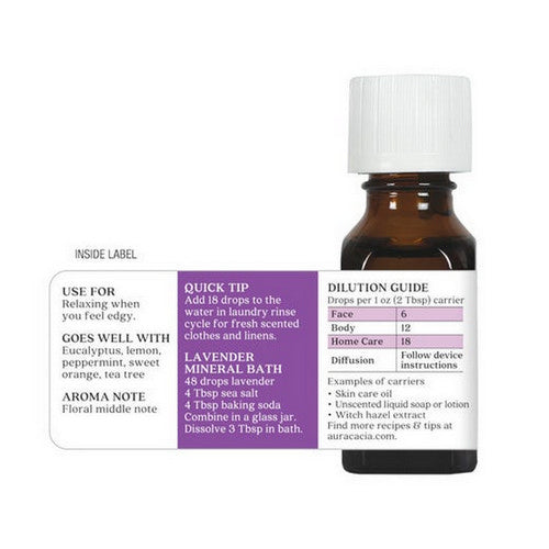 Aura Cacia, Essential Oil Lavender, (lavendula augustifolia) 0.5 Fl Oz