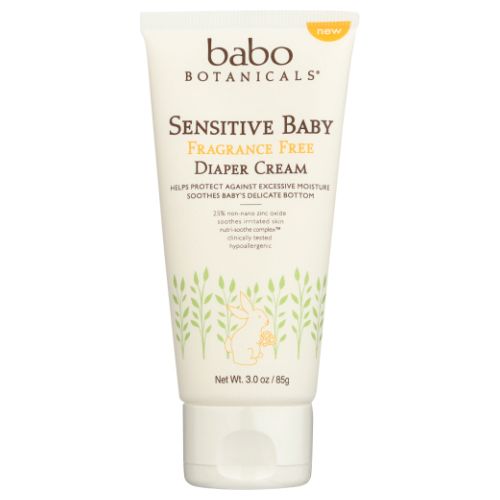 Babo Botanicals, Sensitive Baby Diaper Cream Fragrance Free, 3 Oz