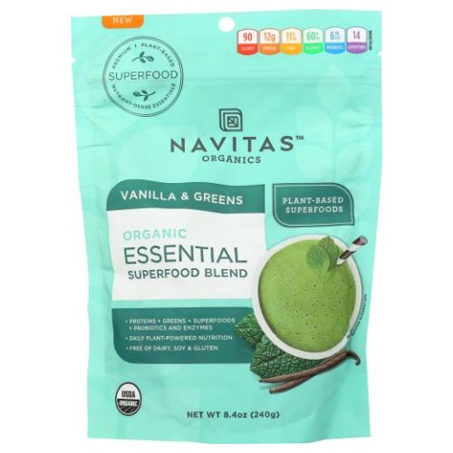 Navitas Organics, Essential Superfood Blend, Vanilla & Green 8.4 Oz