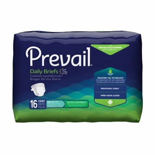 Unisex Adult Incontinence Brief Prevail  Tab Closure Small Disposable Heavy Absorbency Count of 6 By First Quality