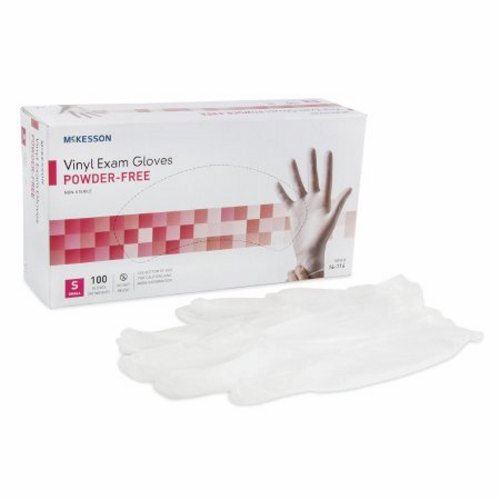 McKesson, Exam Glove McKesson Small NonSterile Vinyl Standard Cuff Length Smooth Clear Not Chemo Approved, Count of 150