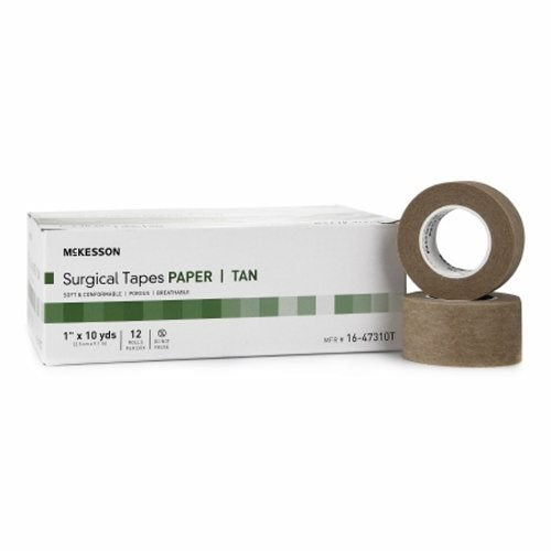 Medical Tape McKesson Paper 1 Inch X 10 Yard Tan NonSterile Count of 144 By McKesson