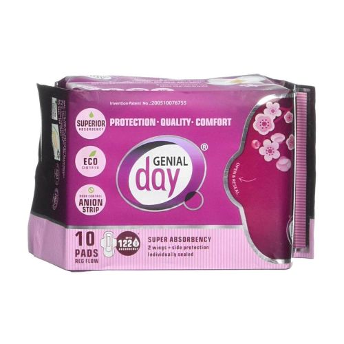 Super Absorbent Regular Flow Pads 10 Count By Genial Day