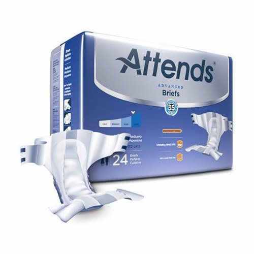 Attends, Unisex Adult Incontinence Brief Attends  Advanced Tab Closure Medium Disposable Heavy Absorbency, Count of 24