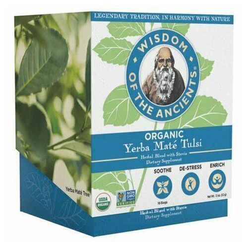 Organic Yerba Mate Tulsi 16 Bags By Wisdom Natural