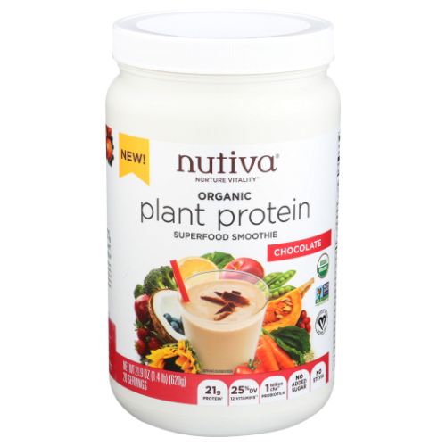 Organic Plant Protein Chocolate 21.9 Oz By Nutiva