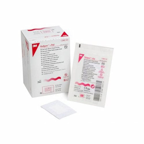 3M, Adhesive Dressing 3M Medipore 2 X 2-3/4 Inch Soft Cloth Rectangle White Sterile, Count of 1