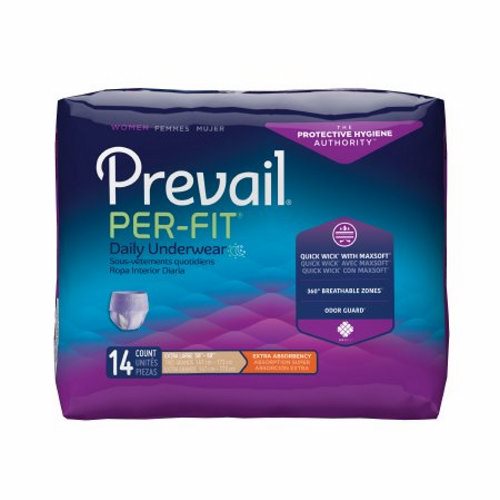 First Quality, Female Adult Absorbent Underwear Prevail  Per-Fit  Women Pull On with Tear Away Seams X-Large Dispos, Count of 14
