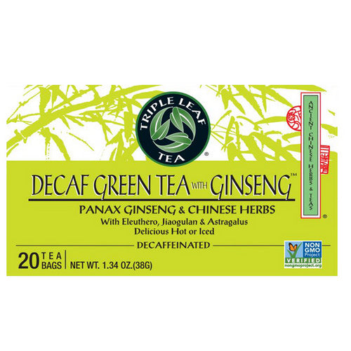 Decaf Green Tea With Ginseng 20 Bags By Triple Leaf Tea