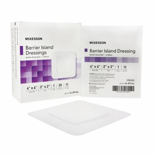 McKesson, Composite Barrier Island Dressing Water Resistant McKesson 4 X 4 Inch Polypropylene / Rayon 2 X 2 In, Count of 1