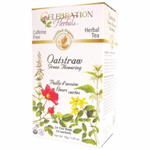 Organic Oatstraw Green Flowering Tea 24 Bags By Celebration Herbals