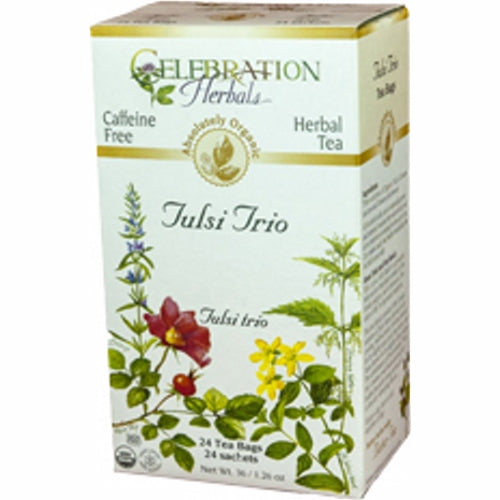 Organic Tulsi Trio Tea 24 Bags By Celebration Herbals