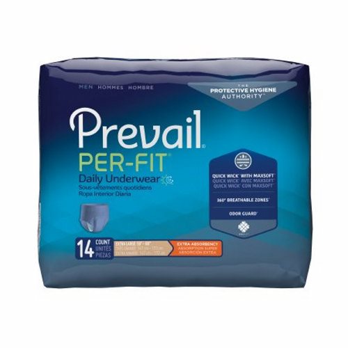 Male Adult Absorbent Underwear Prevail  Per-Fit  Men Pull On with Tear Away Seams X-Large Disposable Count of 14 By First Quality