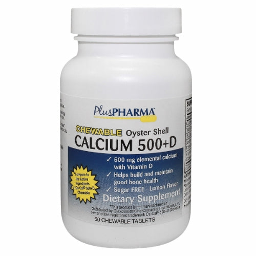 Plus Pharma, Oyster Shell Calcium 500+D, 60 Tabs