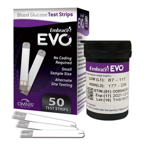 Embrace, Embrace Evo Blood Glucose Test  Strips, 50 Count