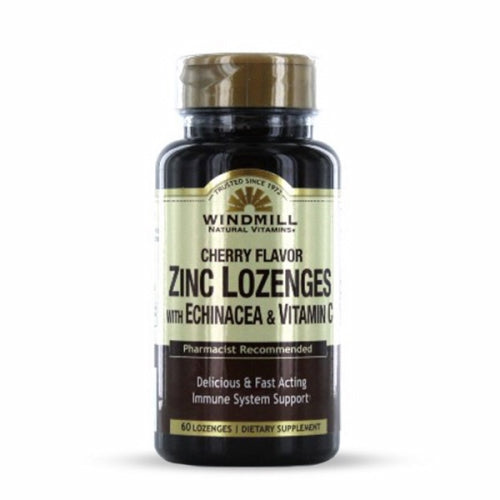 Zinc Lozenges & Vitamin C Cherry 60 Lozenges By Windmill Health