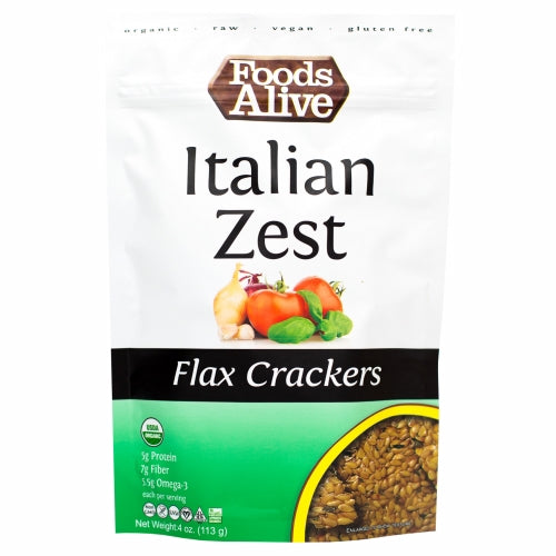 Italian Zest Flax Crackers 4 Oz By Foods Alive