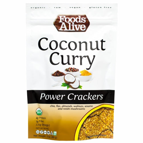 Foods Alive, Organic Coconut Curry Crackers, 3 Oz