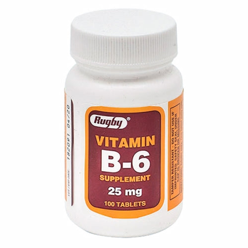 Rugby, Vitamin Supplement Rugby  Vitamin B6 25 mg Strength Tablet 100 per Bottle, 25mg, 100