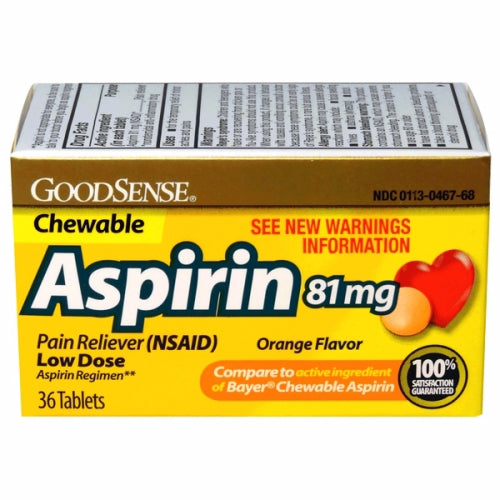Chewable Aspirin Orange Flavor 36 Tabs By Good Sense