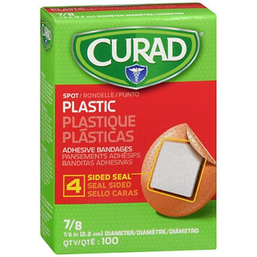 Curad Plastic Spot Adhesive Bandages 7/8 Inches 100 Each By Curad