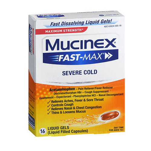Airborne, Mucinex Fast-Max Severe Cold Liquid Gels, 16 Caps