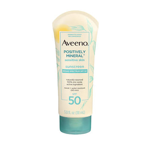 Aveeno Positively Mineral Sensitive Skin Sunscreen SPF 50 3 Oz By Aveeno