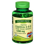 Nature's Truth, Nature's Truth Triple Omega 3-6-9 Fish - Flax &  Borage Quick Release Softgels, 1200 mg, 60 Caps