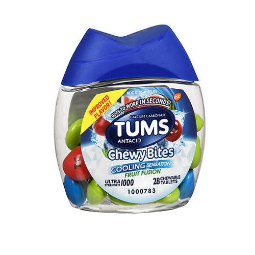 Tums Ultra Strength 1000 Chewy Bites Cooling Sensation Fruit Fusion 28 Tabs By Tums
