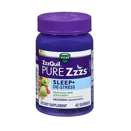 Vicks ZzzQuil Pure Zzzs De-Stress & Sleep Gummies 42 Each By Vicks
