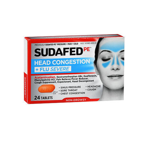 Sudafed PE Pressure + Pain + Cold Caplets 24 Tabs By Zarbees