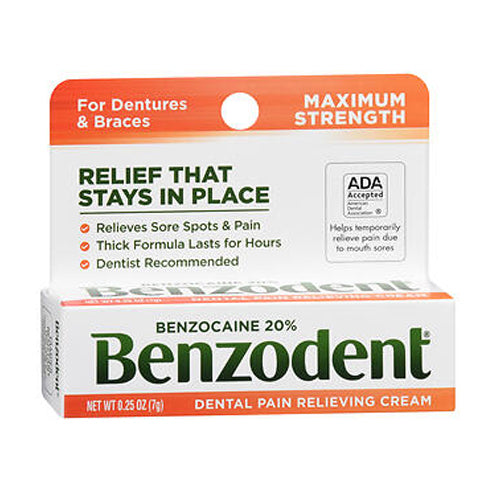 Benzodent, Benzodent Dental Pain Relieving Cream, 0.25 Oz
