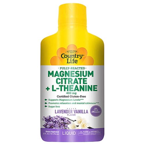 Liquid Magnesium Citrate + L-Theanine Lavender Vanilla 32 Oz By Country Life