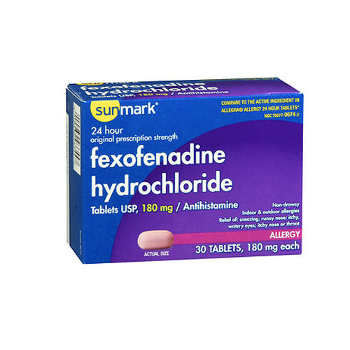 Sunmark 24 Hour Fexofenadine Hydrochloride Tablets 180 mg 30 Tabs By Sunmark