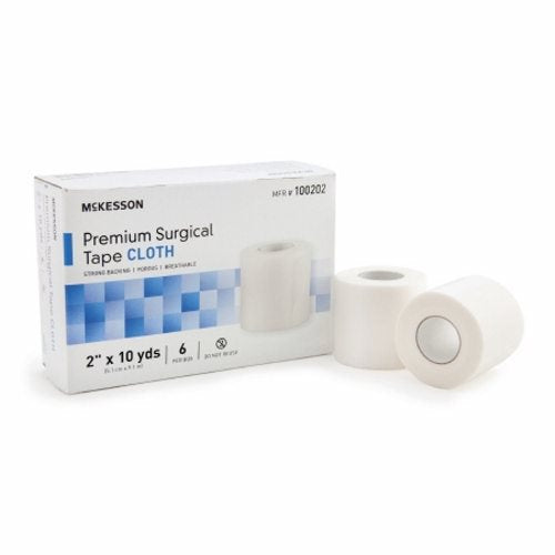 Medical Tape McKesson High Adhesion Silk-Like Cloth 2 Inch X 10 Yard White NonSterile Case of 60 by McKesson